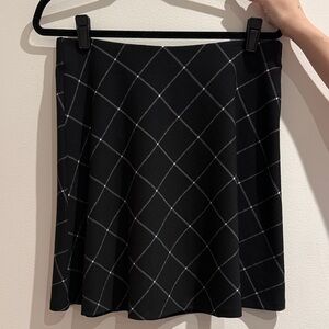 LOFT Black A-Line Skirt with Gray Windowpane